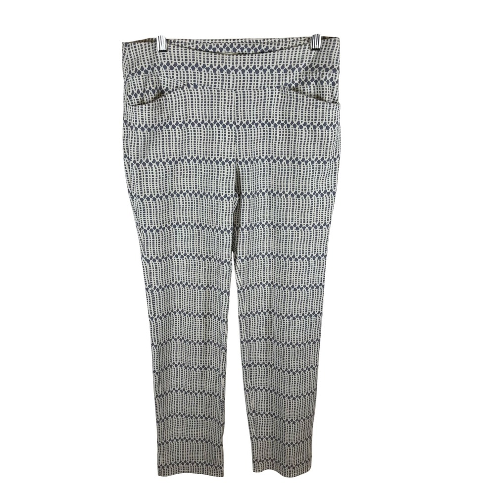 Spartina 449‎ Womens Gray White Geometric Tile Print Pull On Ankle Pants Size M